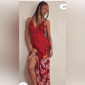 Intimately Free People Scarlet Get To You Floral Maxi Strap Dress Med new tags